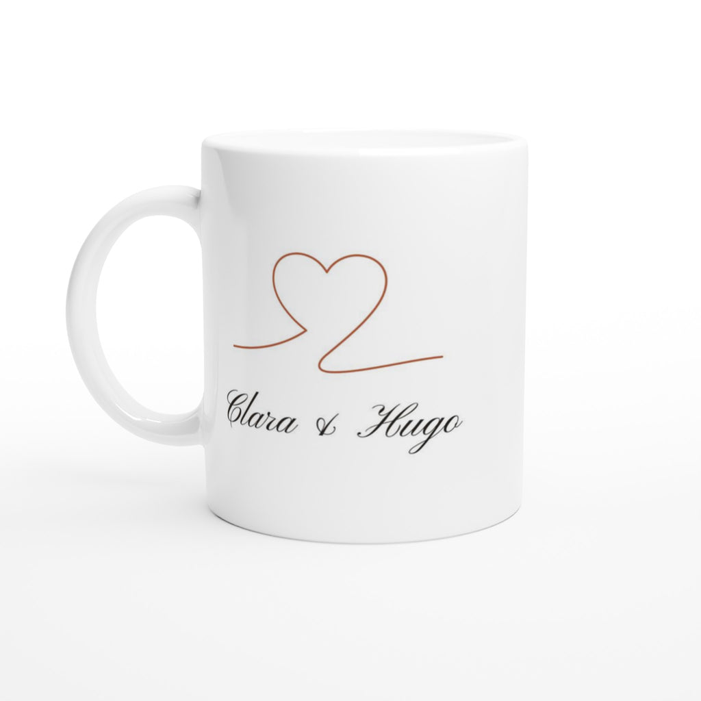 Mug couple personnalisé Cœur, côté cœur