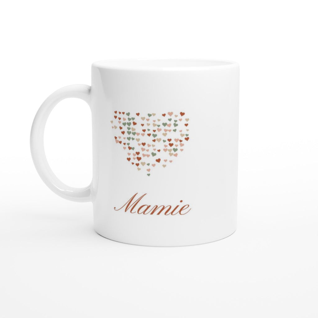 Mug Les petits cœurs de Mamie personnalisé, côté cœur