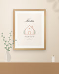 Affiche famille personnalisée Maison, encadrée dans un intérieur