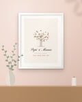 Affiche grands-parents personnalisée Arbre de vie, encadrée dans un intérieur